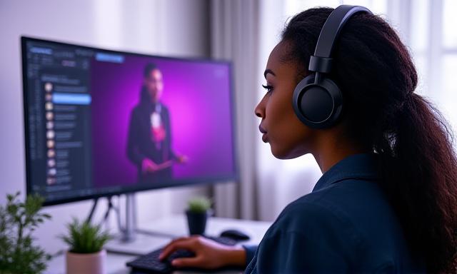 Student using AI music software