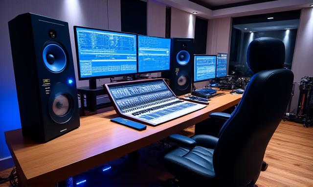 High-end recording studio with AI console