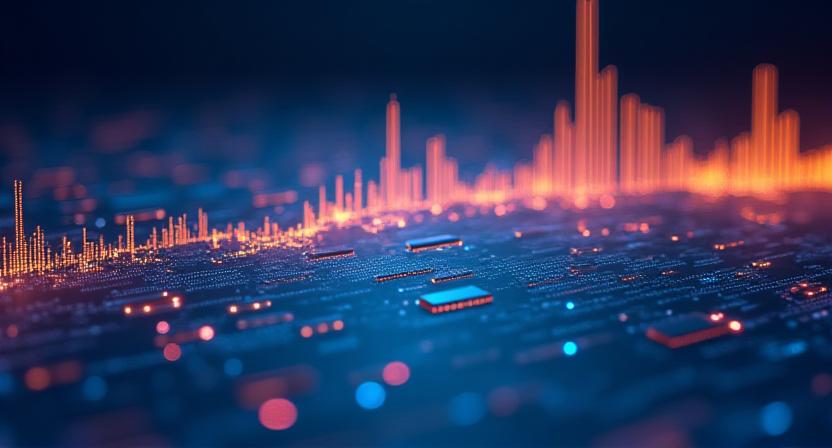 Abstract representation of digital contracts and AI technology